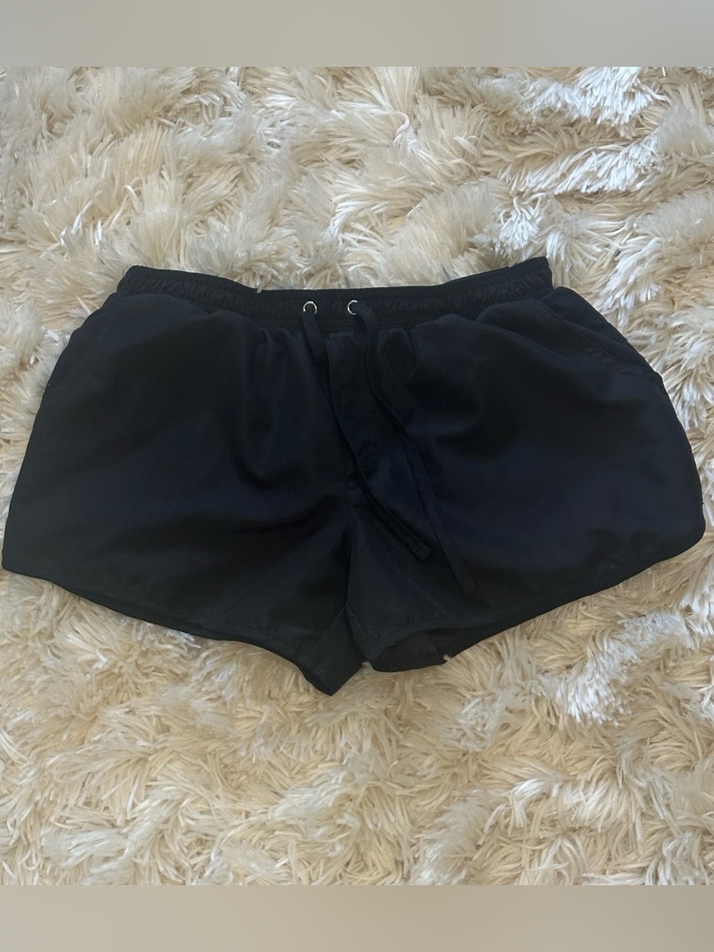 Women's Black Athletic Drawstring Shorts - Size S